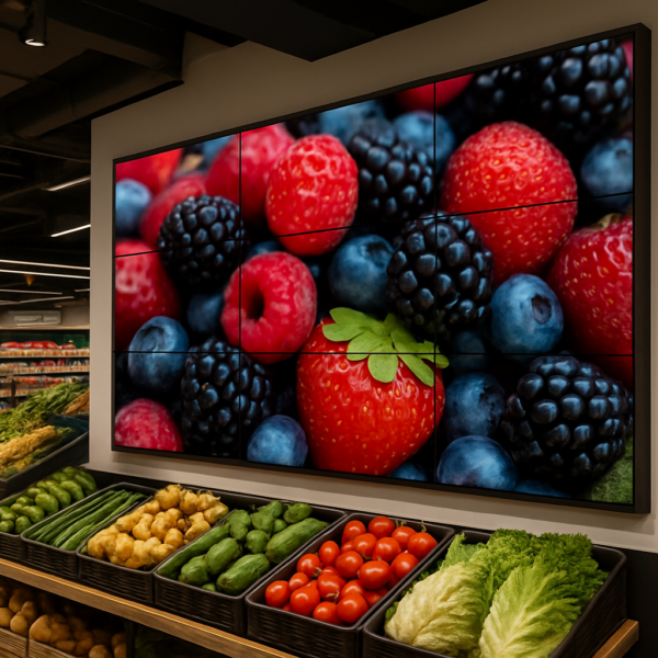 Murales de frutas en supermercado