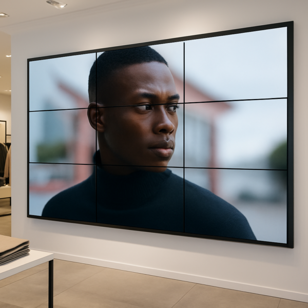 Tienda moderna con pantalla digital